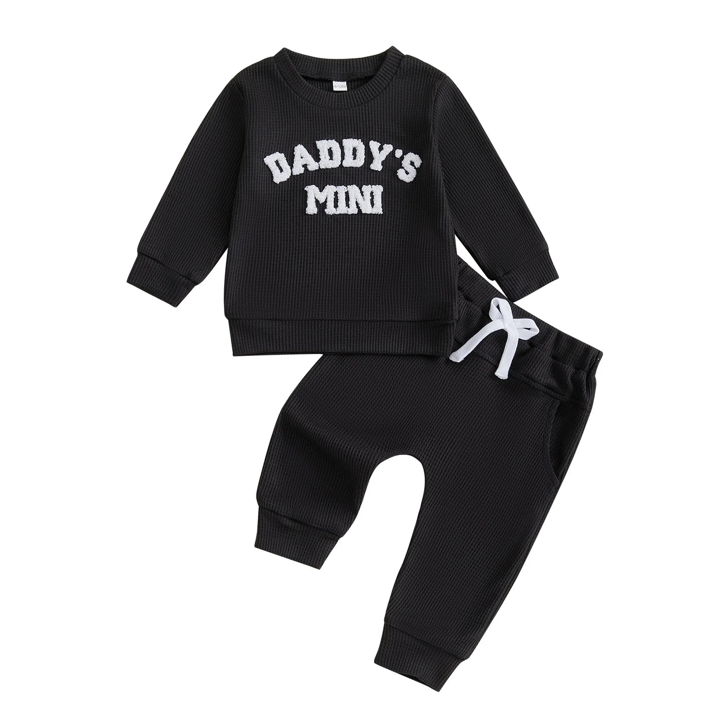 Toddler Boy Autumn Waffle Set With Embroidered Letters