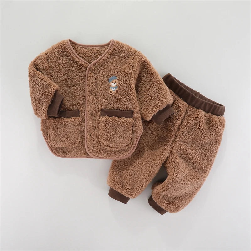 Childdkivy Unisex Flannel Baby Set Warm Winter Outerwear