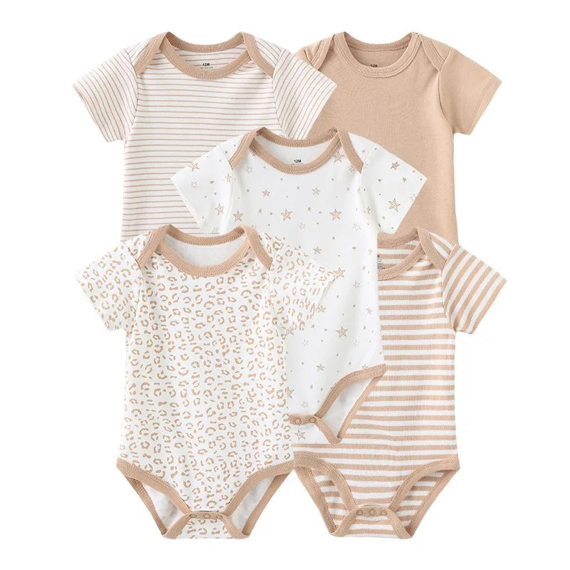 Kiddiezoom Summer 5 Piece Cartoon Bodysuits For Newborns