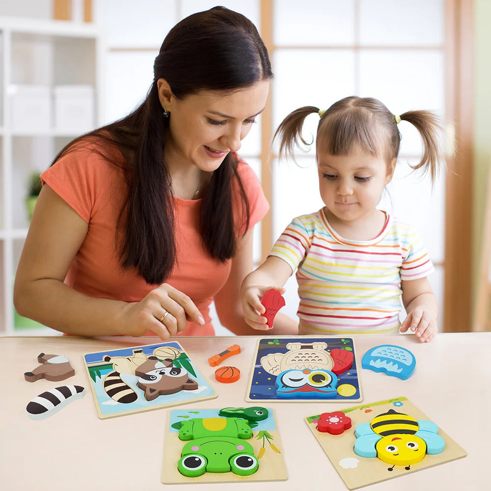 Hign-concerned Animal Wooden Puzzles For Toddlers Learning