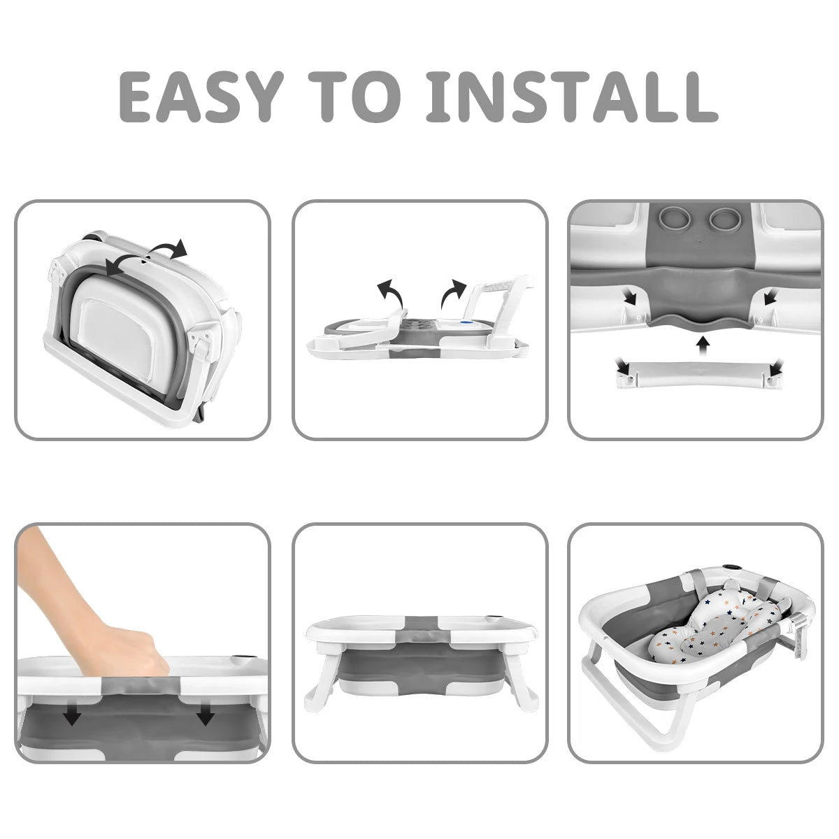 Hignconcerned Foldable Baby Bathtub With Thermometer