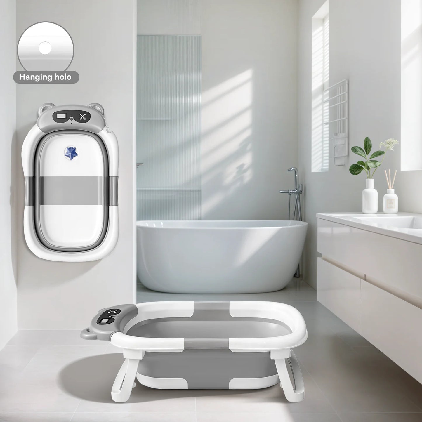 Hignconcerned Baby Bath Tub With Thermometer Design