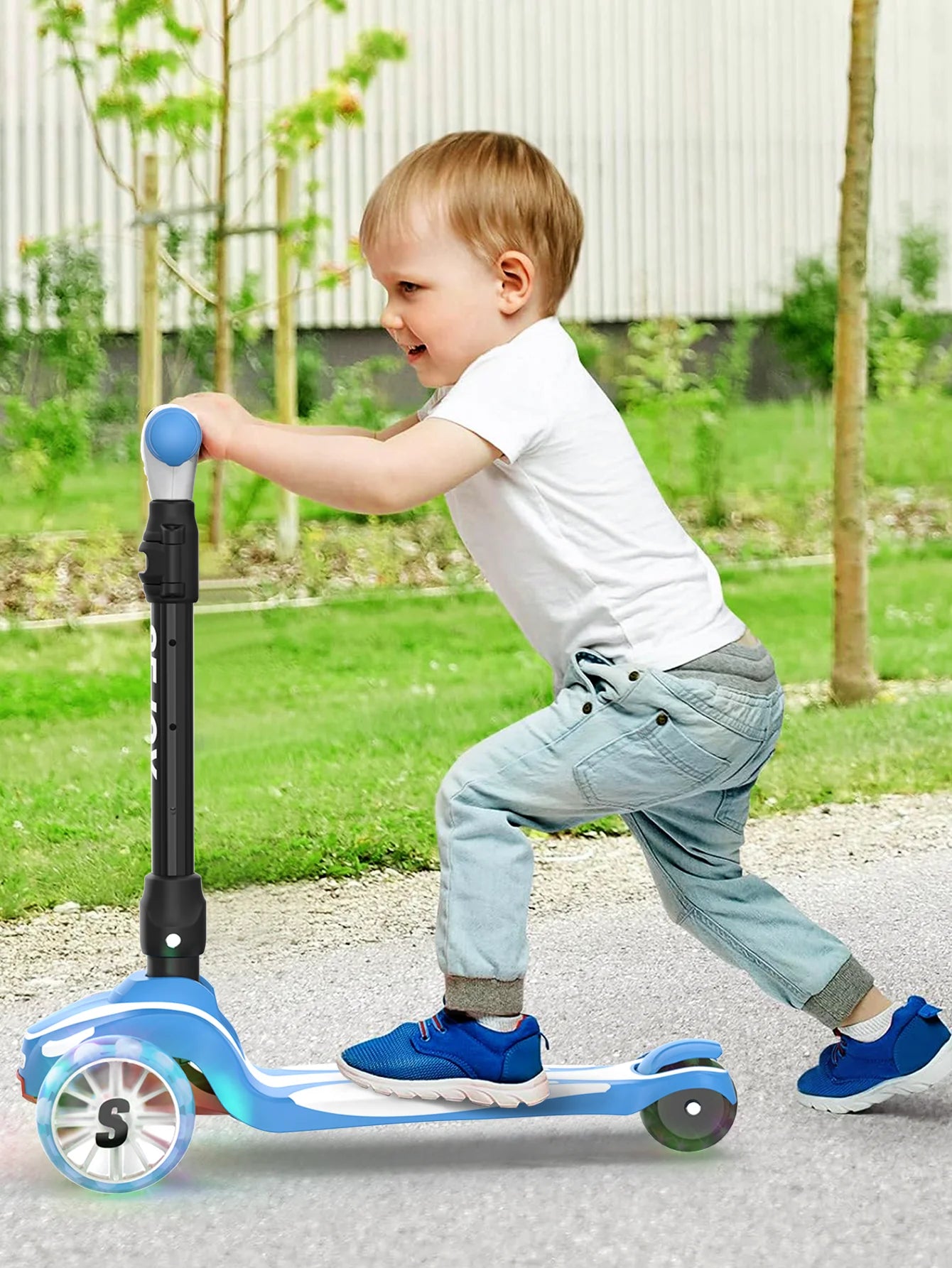 Three Wheel Kick Scooter With LED Lights For Kids Outdoor