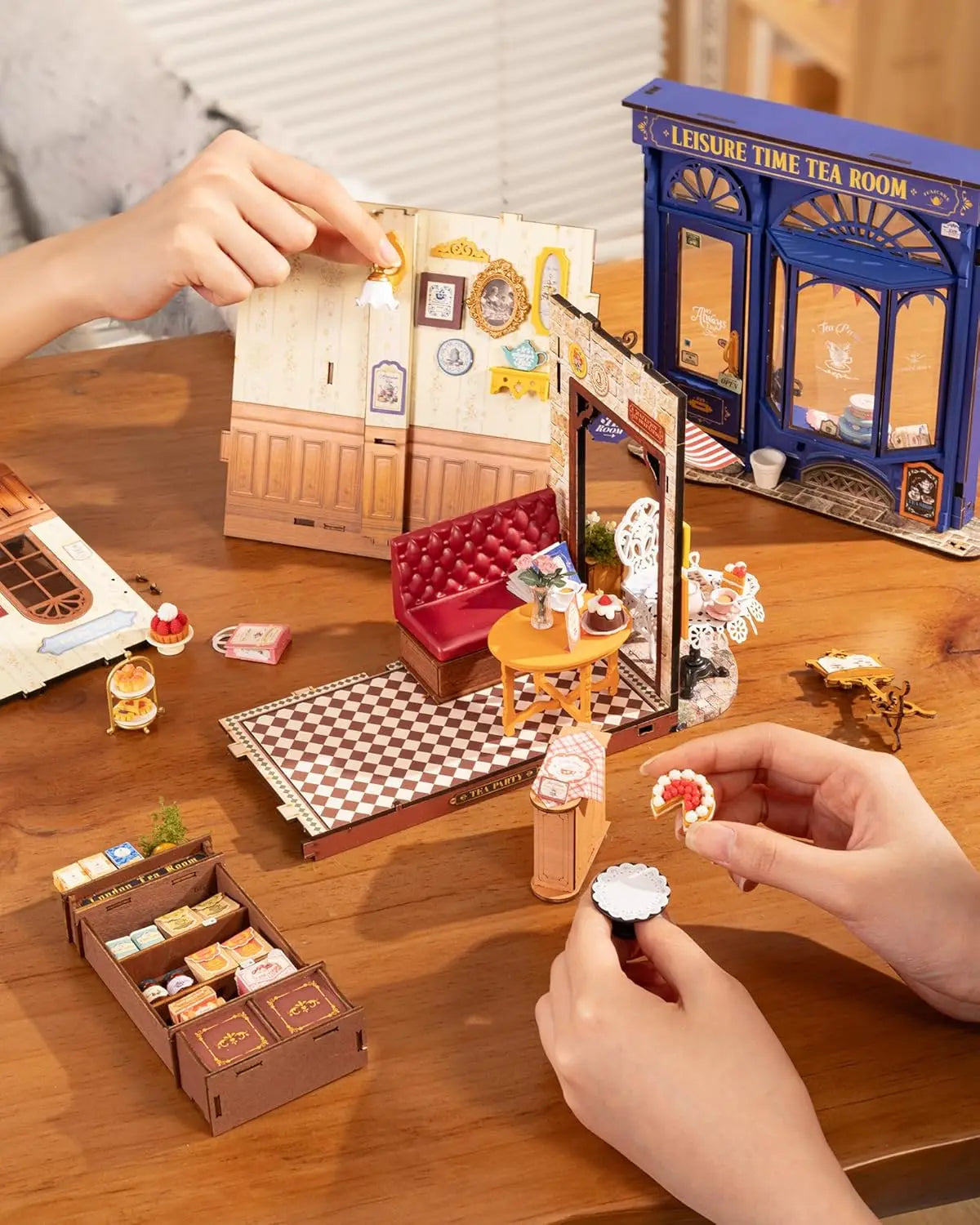 Robotime DIY Leisure Time Tea Room Wooden Dollhouse Kit
