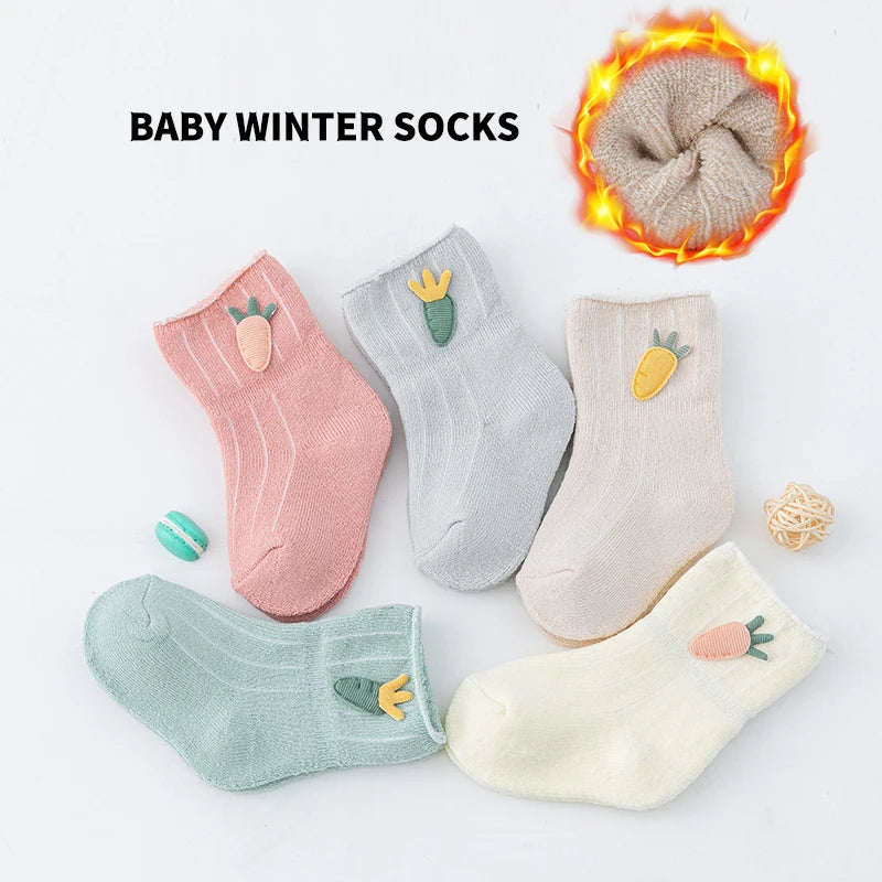 Cozy Cotton Carrot Pattern Baby Toddler Socks Three Pairs
