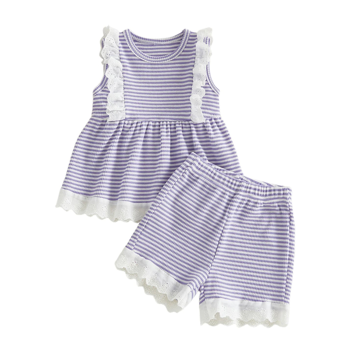 Infant Girls Floral Sleeveless Top and Shorts 2 Piece Set