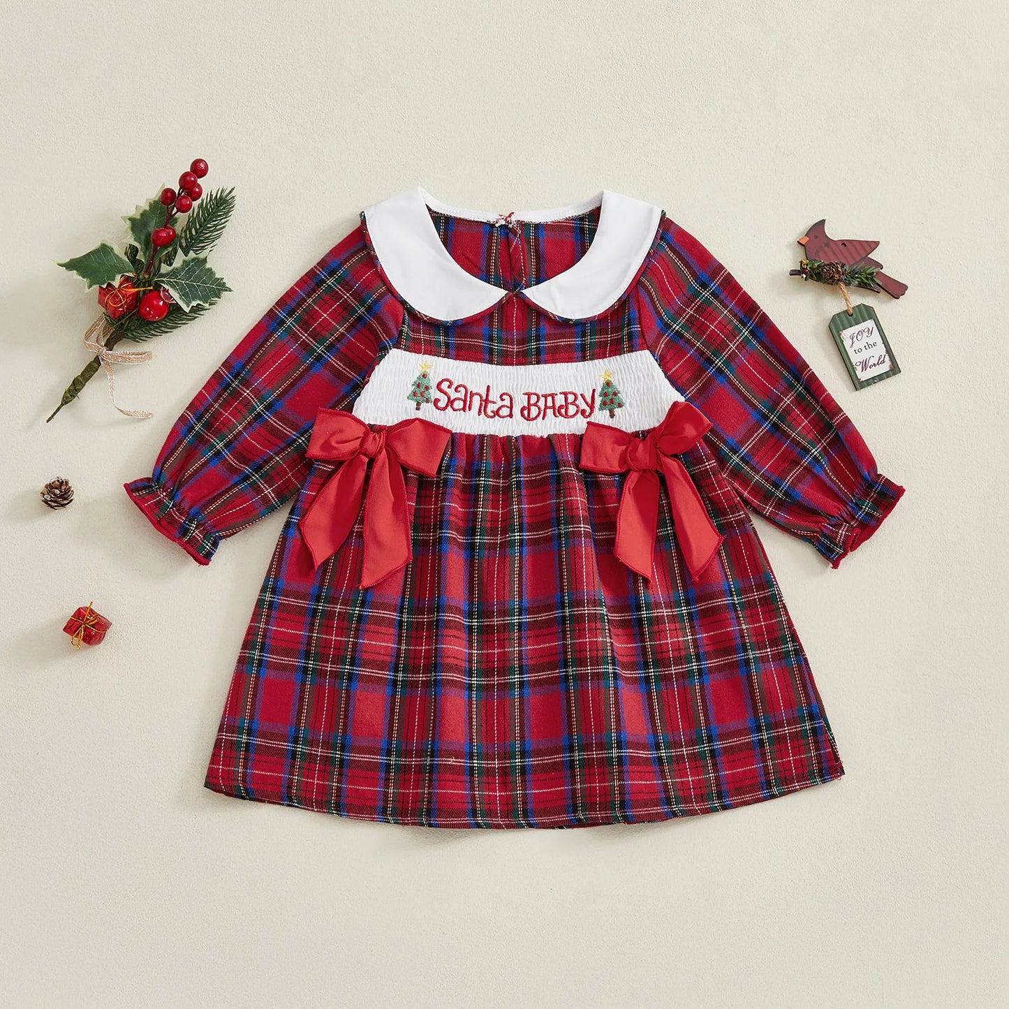 CN Guangdong Baby Boy Xmas Romper Hat Set Plaid Snowman