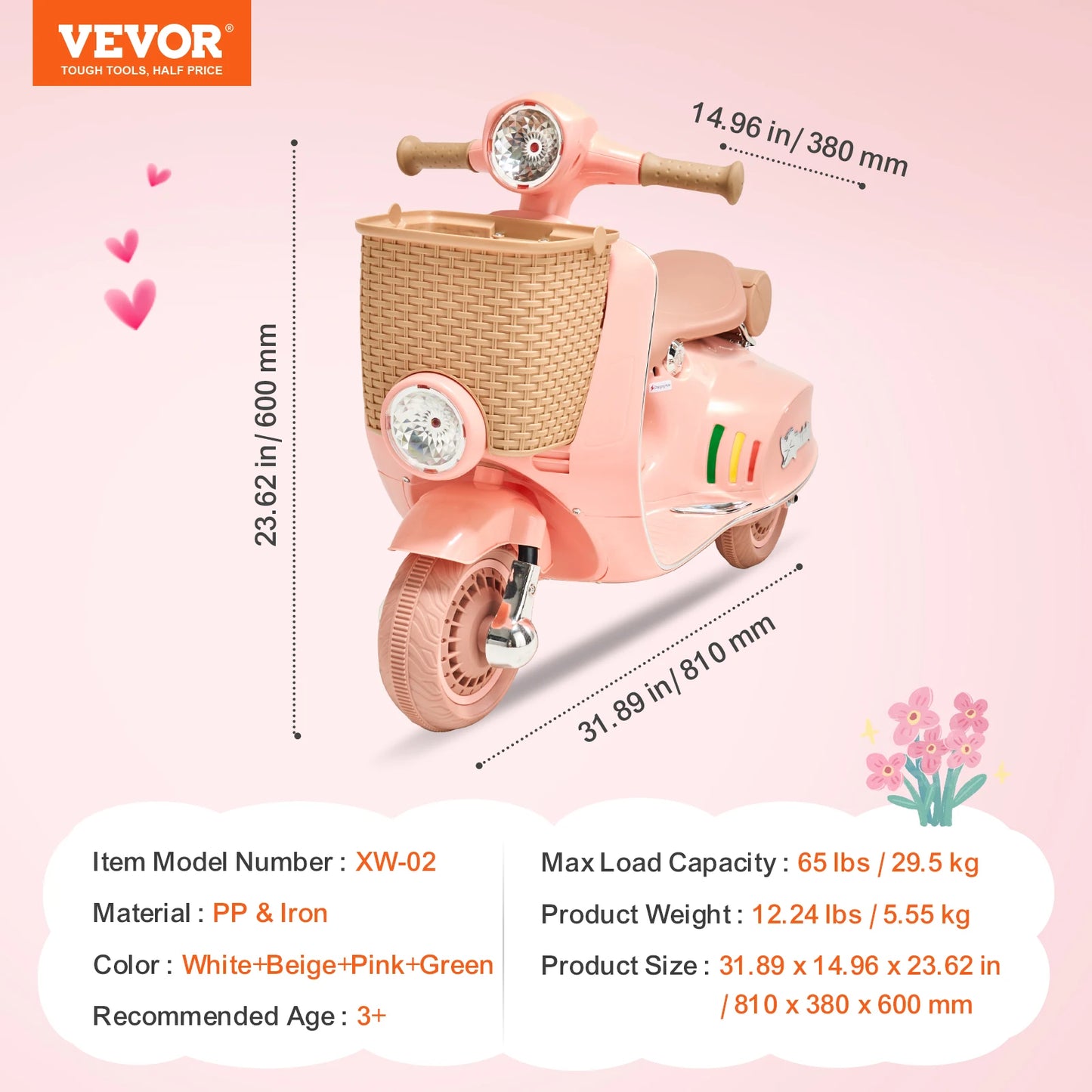 SucceBuy Kids Ride Motorcycle 6V 12V Battery Trike