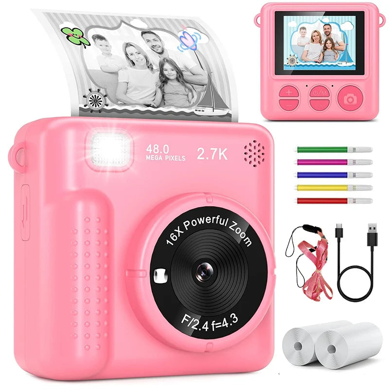 Kids Digital Camera Toy H20 Instant Print FHD Selfies