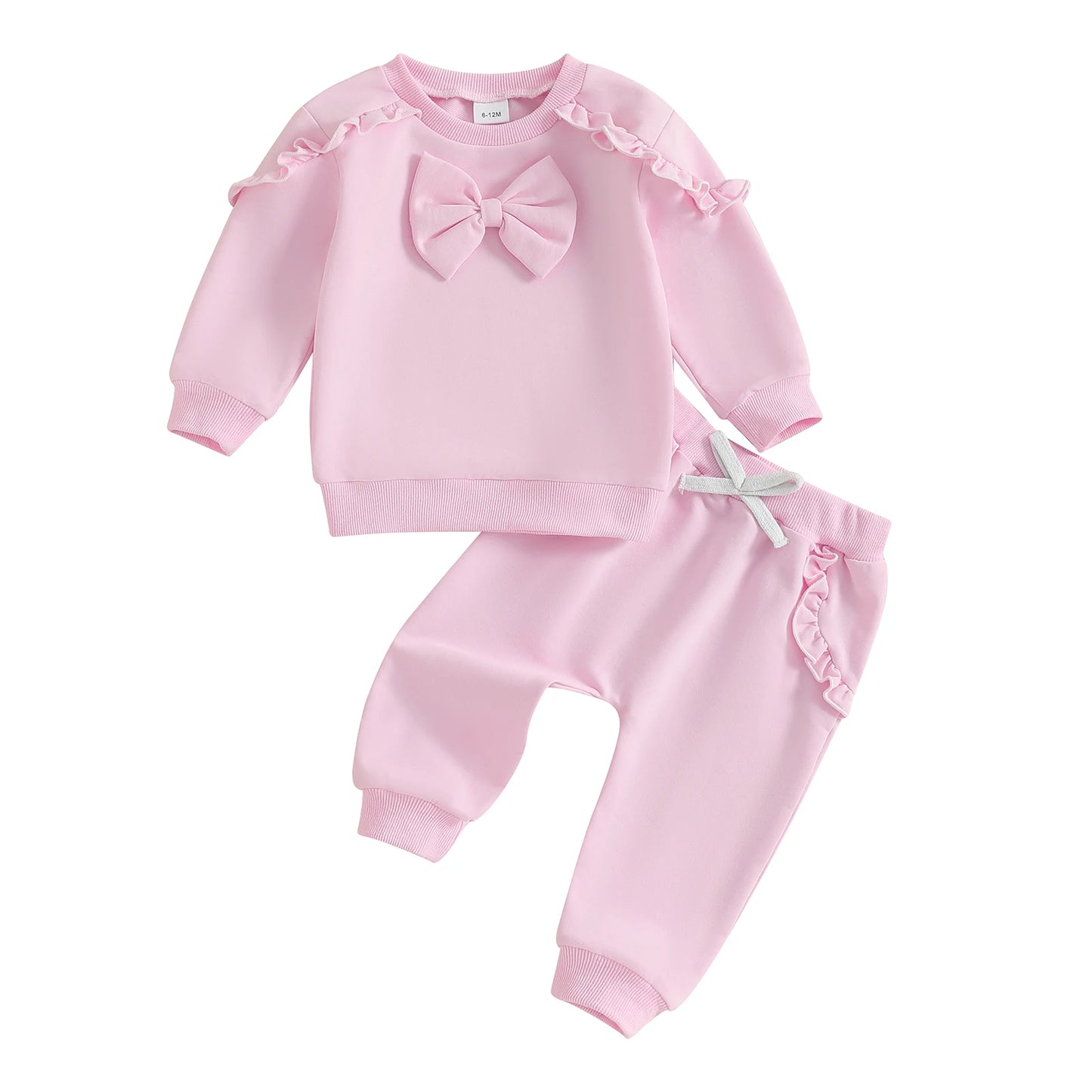 Meihuida Girls 2-Piece Outfit Long Sleeve Ruffle Top And Drawstring Pants