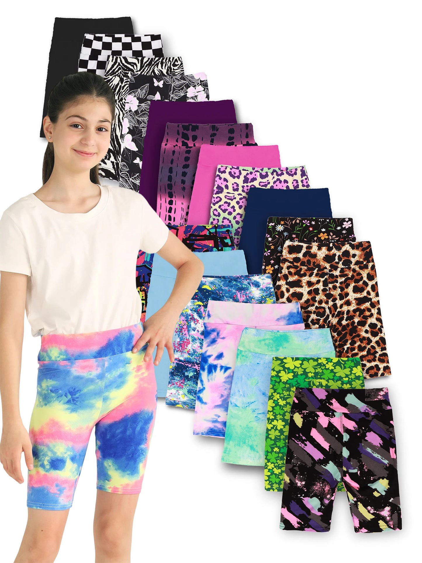 Girls Yoga Shorts 5 Pack Soft Stretch Bermuda High Waist Leggings