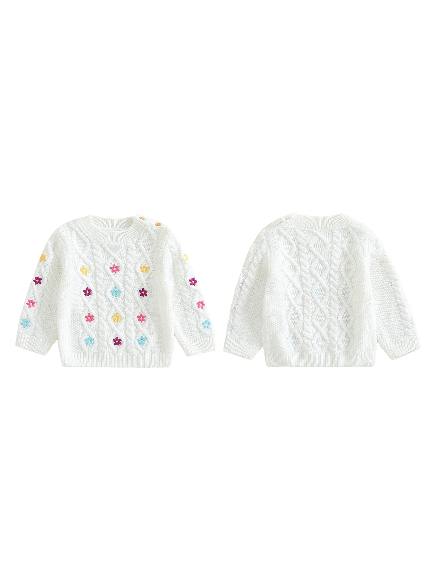 Guangdong CN Infant Girls Floral Embroidered Knit Sweater