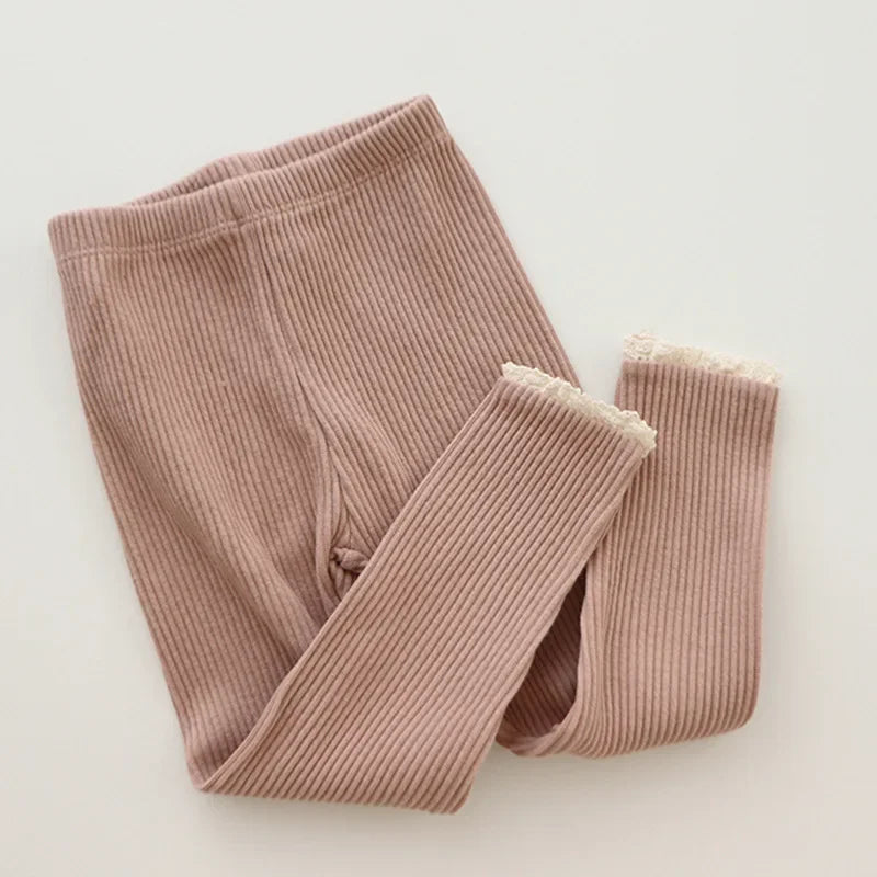 Newborn Baby Leggings Ribbed Cotton Pants For Girls