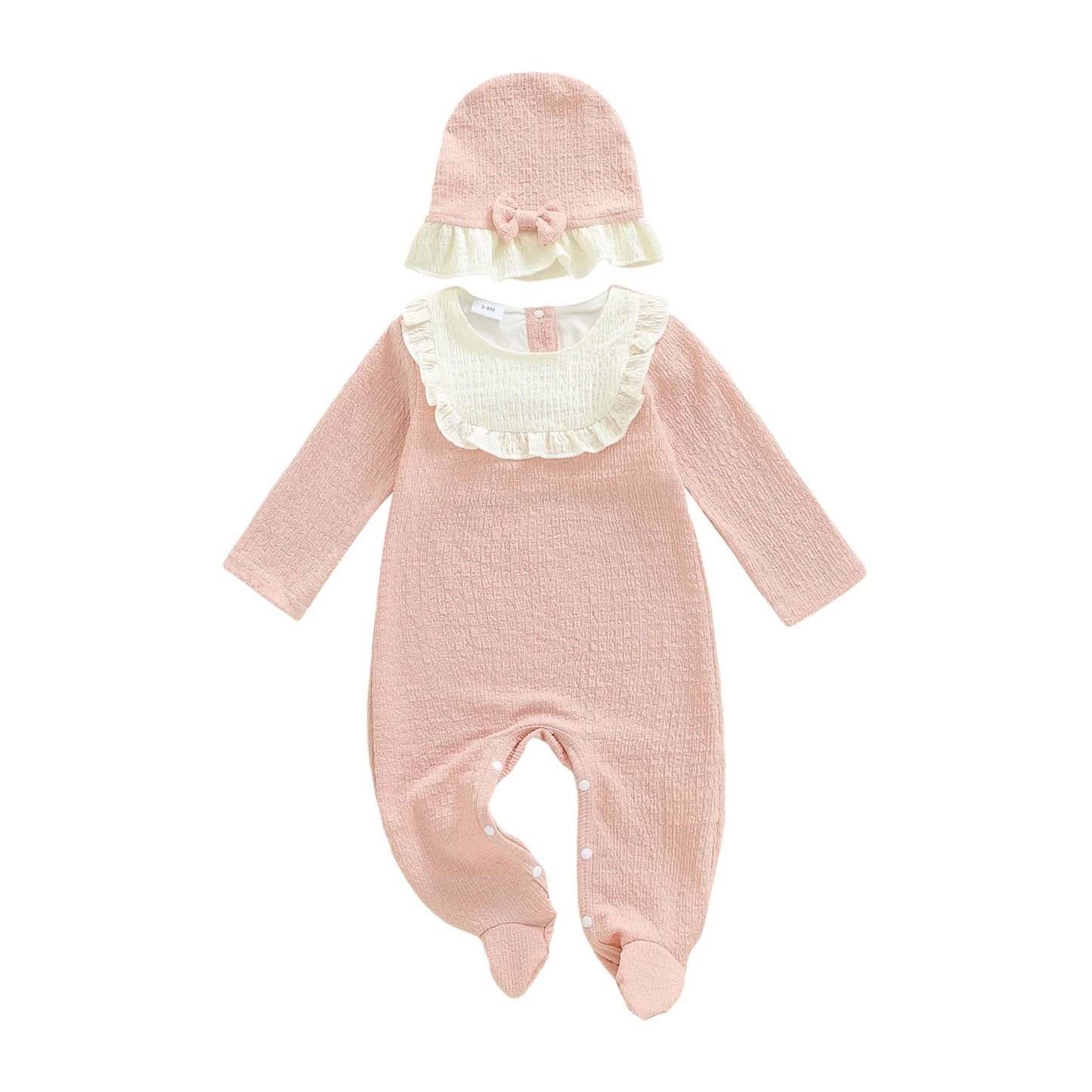 Adorable Infant Romper Set With Autumn Ruffles Hat Footed