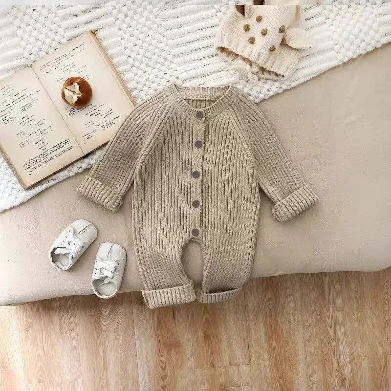 CN Zhejiang Baby Knit Romper Long Sleeve Button Front