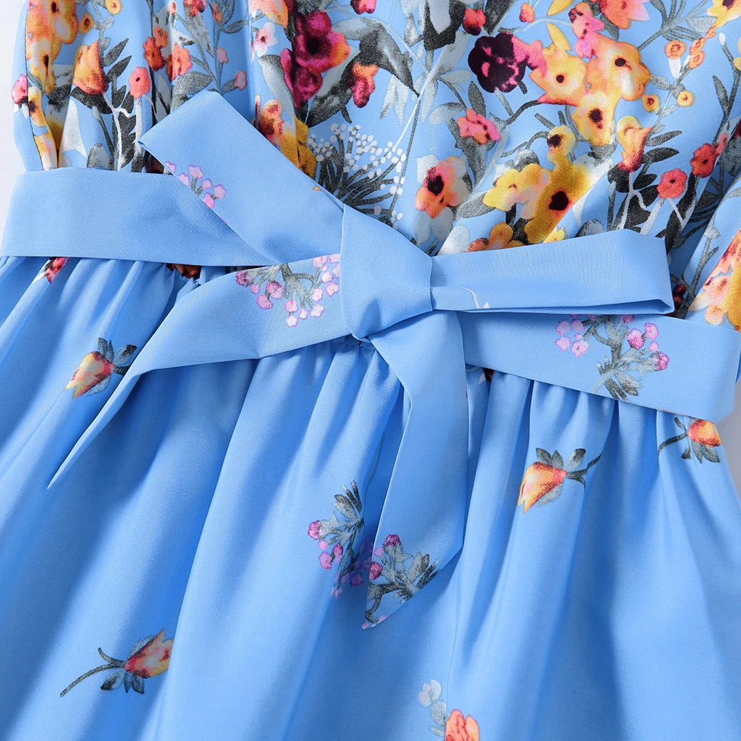 PATPAT Family Matching Floral Dresses And Striped T Shirts Set