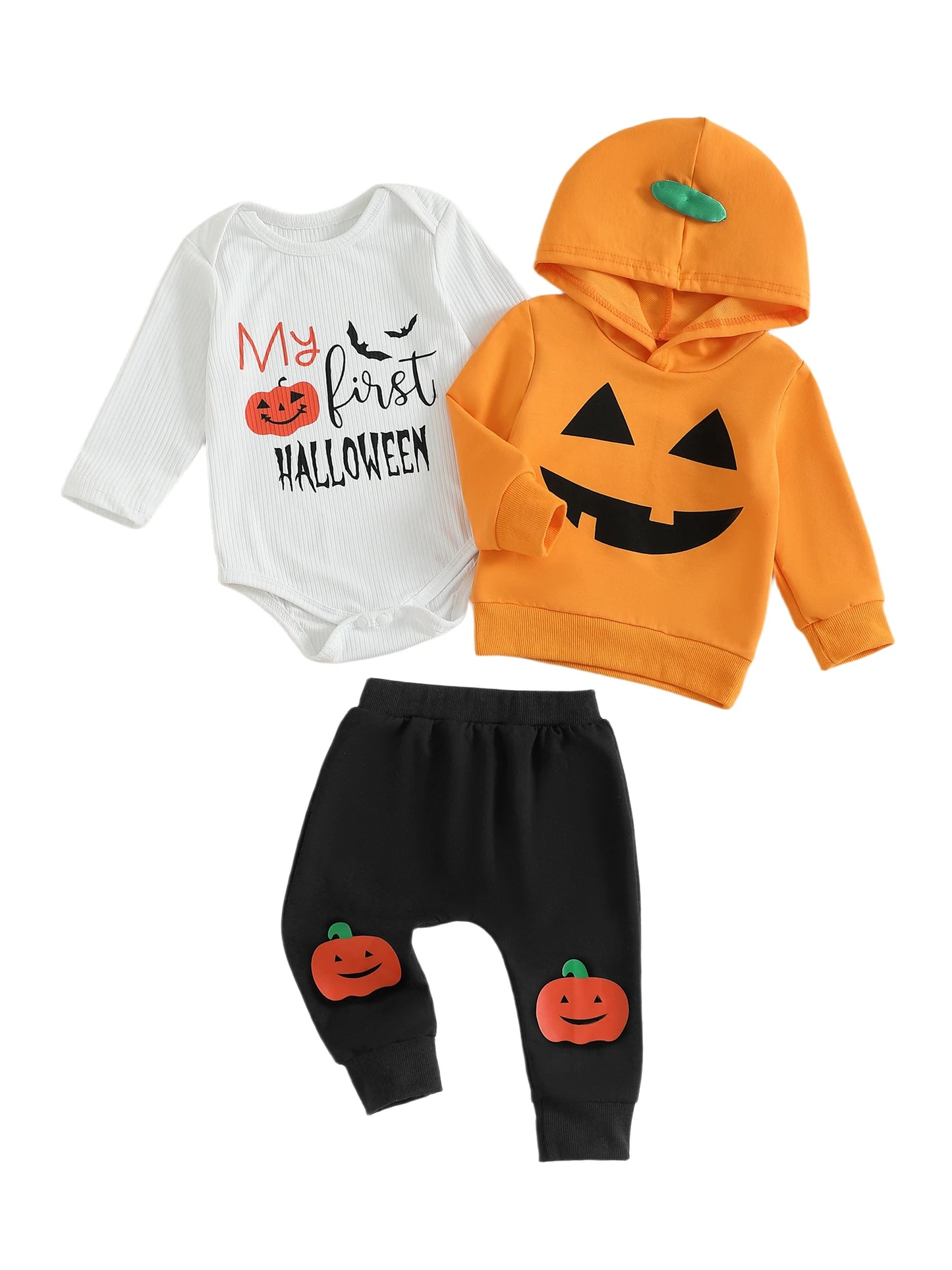 Cute Baby Outfit Set Animal Print Bodysuit Hat Striped Pants