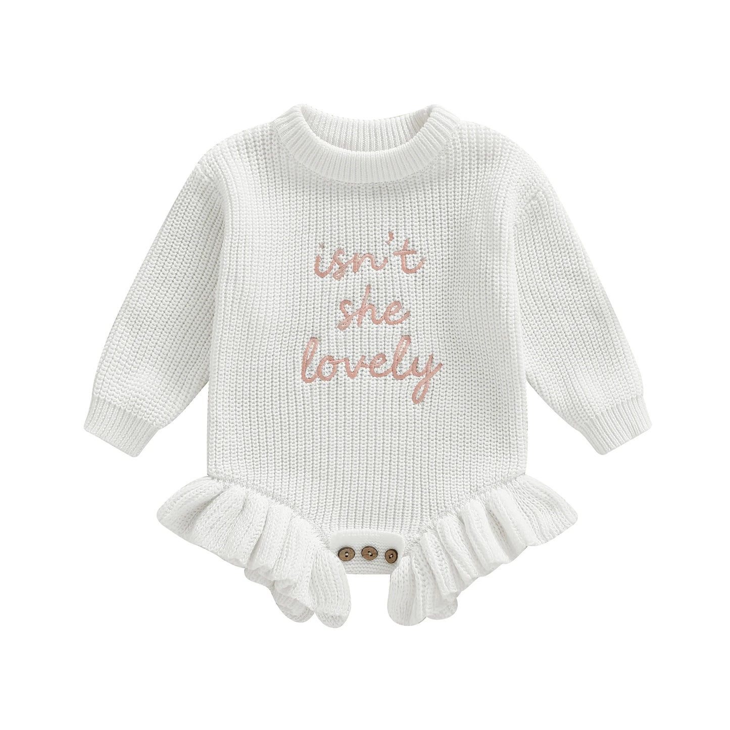 Guangdong Baby Girls Cozy Knitted Romper Embroidered