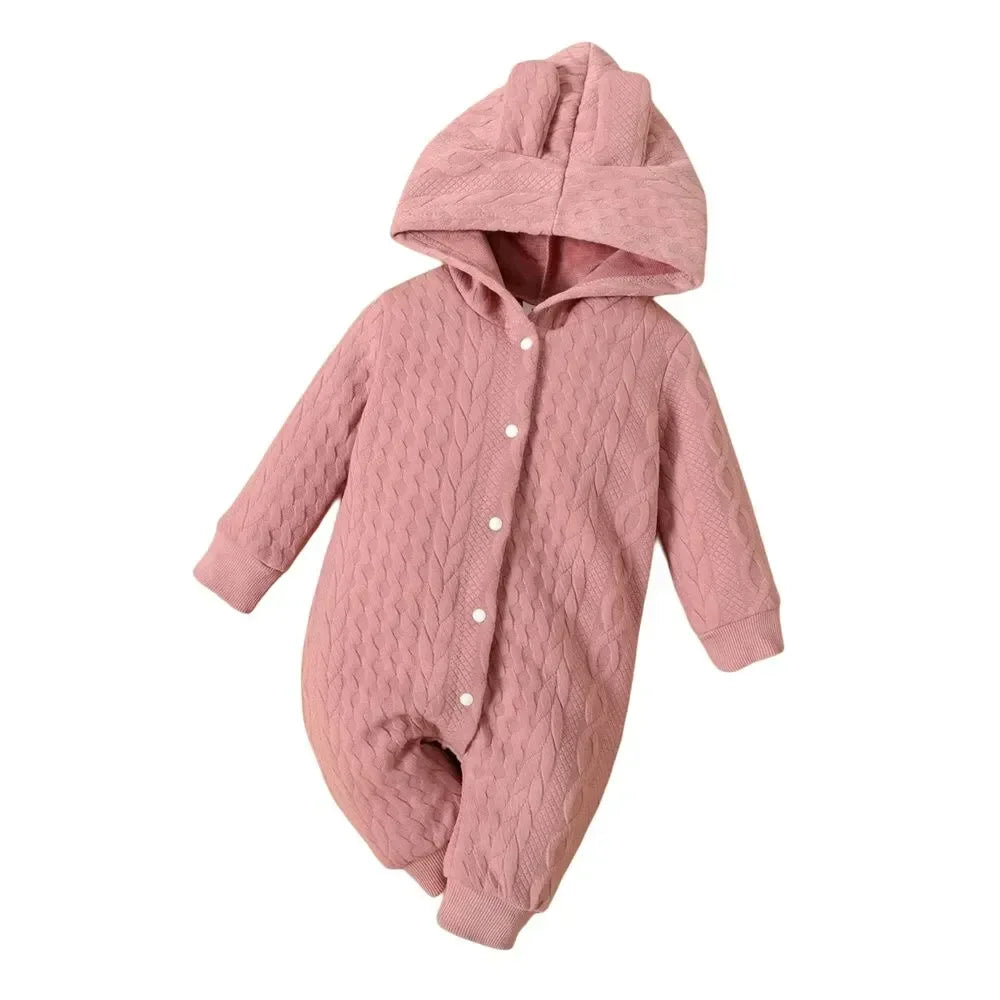 CN Guangdong Baby Hooded Romper Unisex Knit Long Sleeve