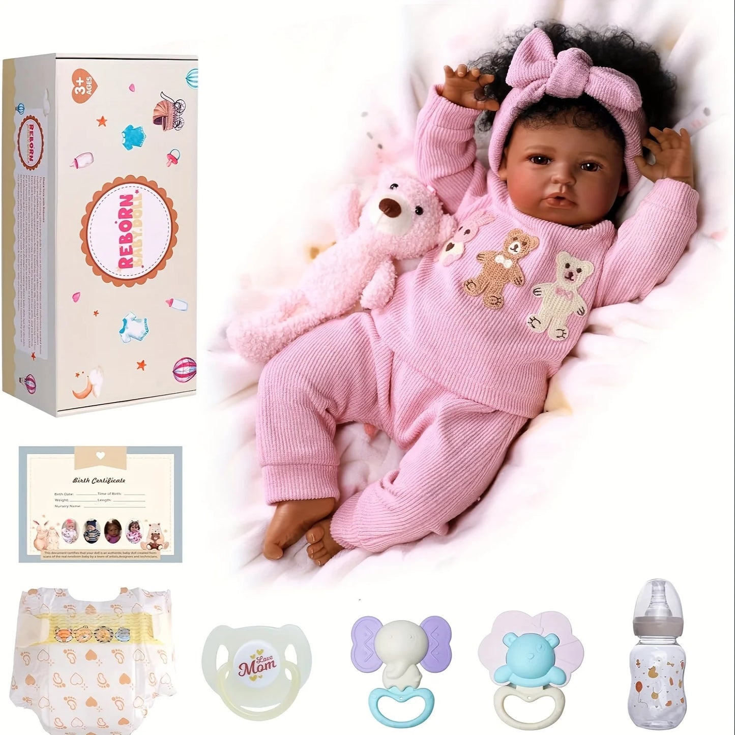 BabesideCN Realistic Reborn Baby Doll Girl With Play Set