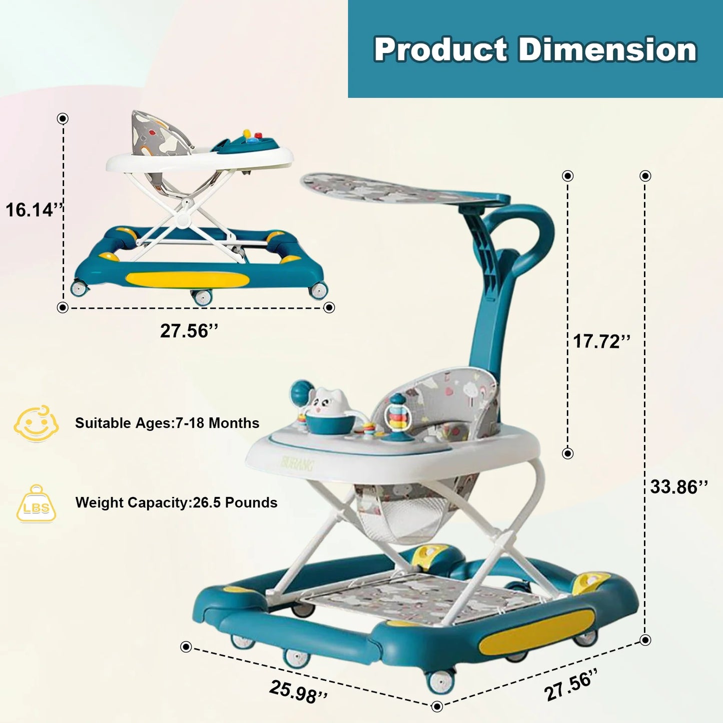 CN Guangdong 6 In 1 Baby Walker With Music Wheels Toy Rack