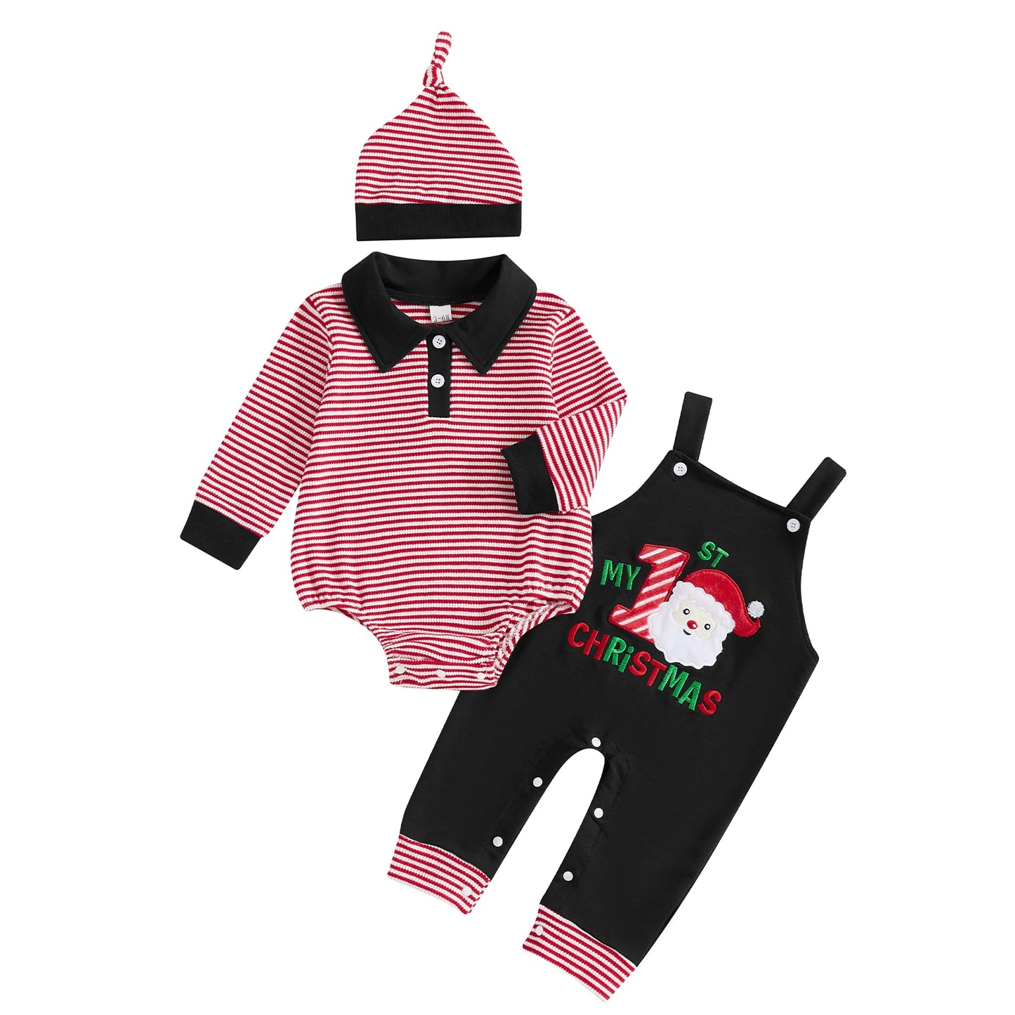 Winter Baby Girl Plaid Romper Set 3Pcs With Christmas Bow