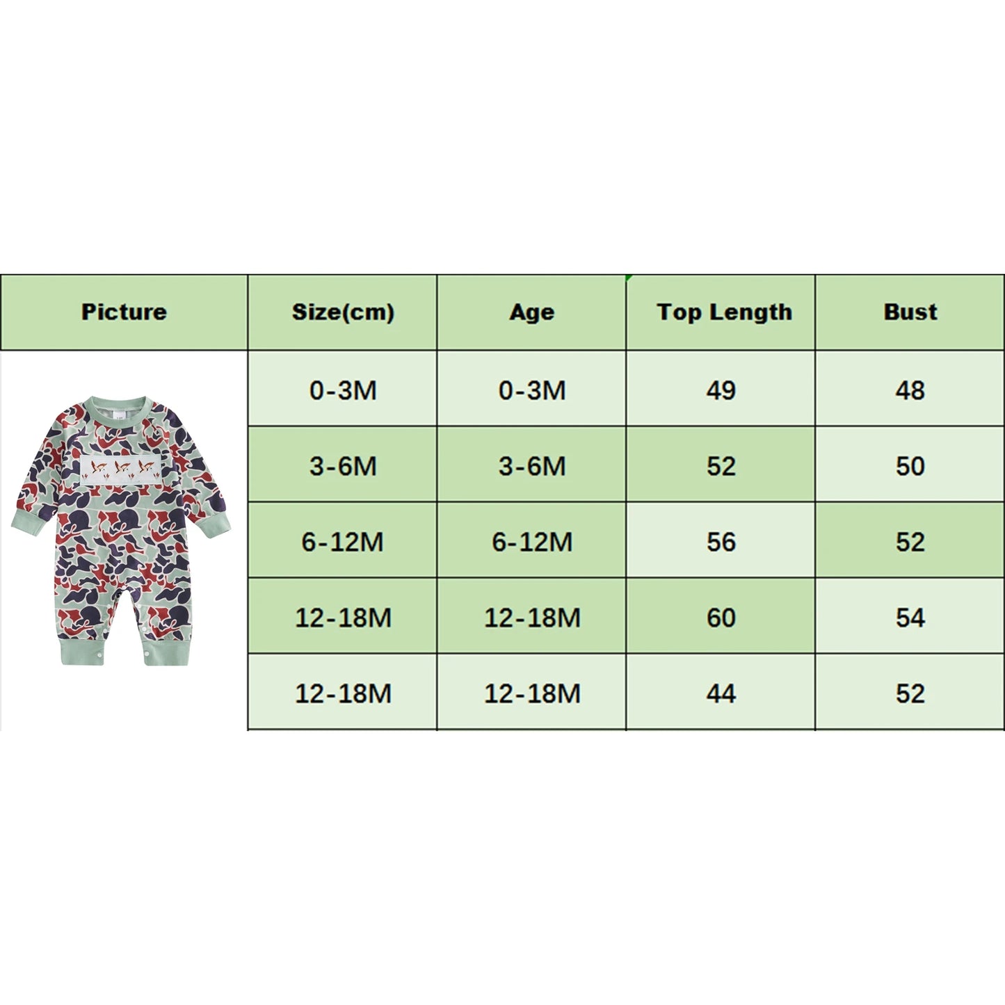 Pudcoco Baby Jumpsuit Longsleeve Camouflage Romper Unisex