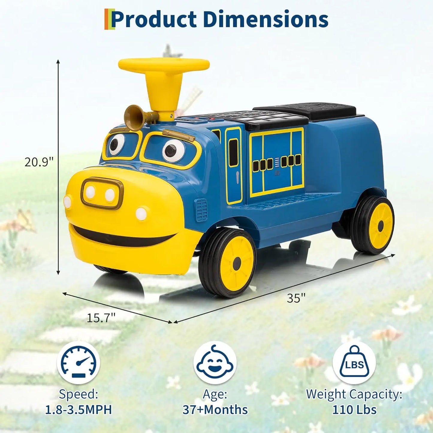 Electronic Two Seater Ride On Train Trackless 12V Vehicle Toddlers