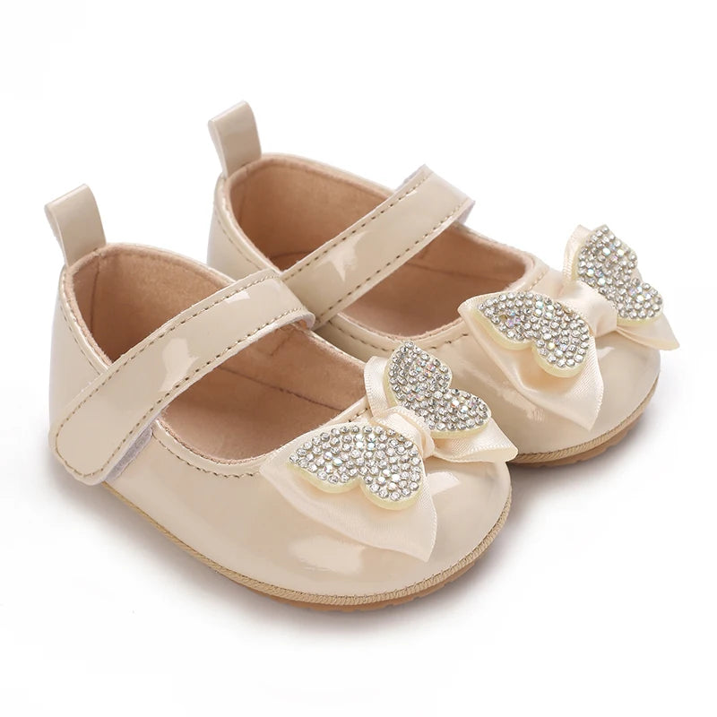 Baby Girls First Walkers Butterfly Knot Shoes Soft Rubber Bottom