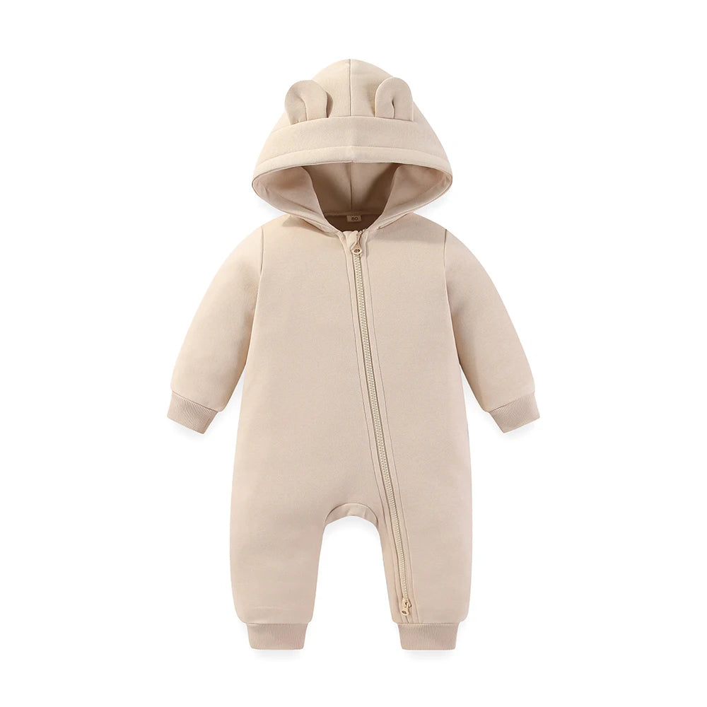 Kiddiezoom Cozy Hooded Baby Rompers Zipper Jumpsuit Unisex