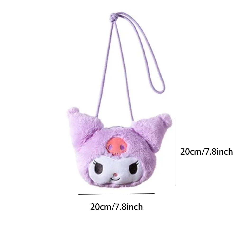 Miniso Sanrio Kuromi Plush Shoulder Bag Durable Polyester