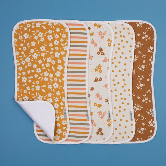 Soft Absorbent 5Piece Baby Burp Cloth Gift Set For Newborns