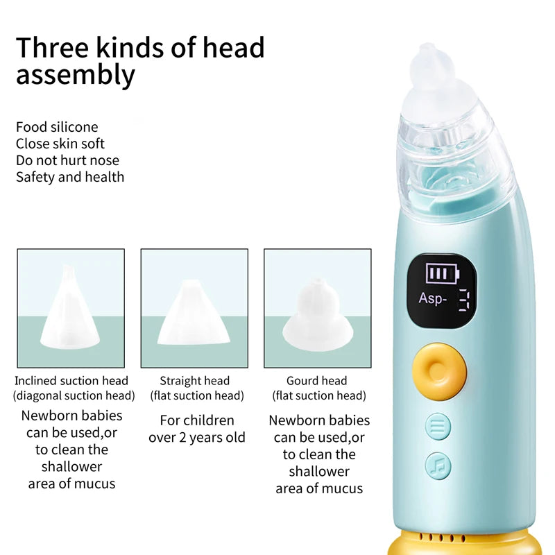 Hansqui Electric Baby Nasal Aspirator Rechargeable With 3 Silicone Nozzles