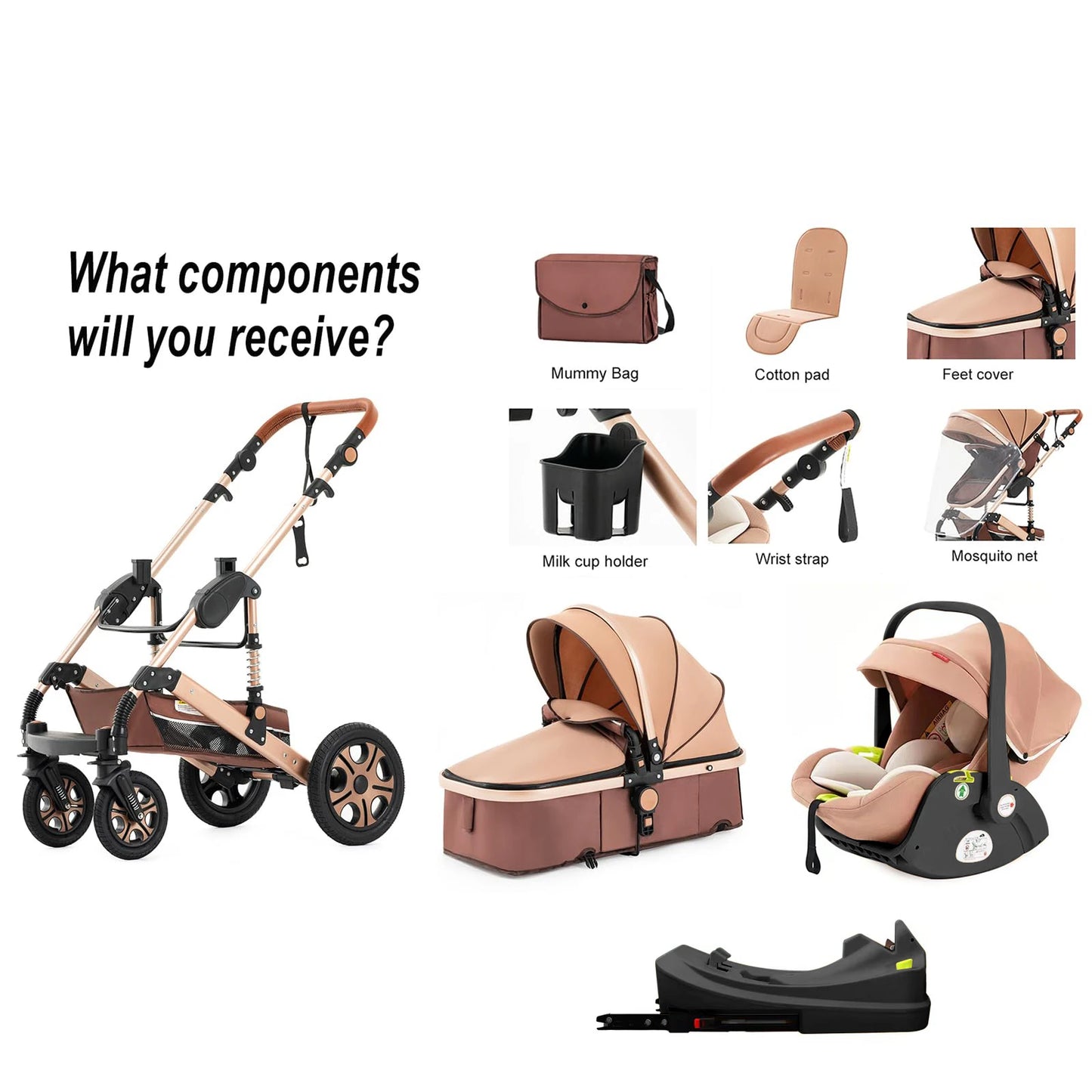 SteAnny Infant Car Seat Travel System 3in1 Reversible Isofix Base