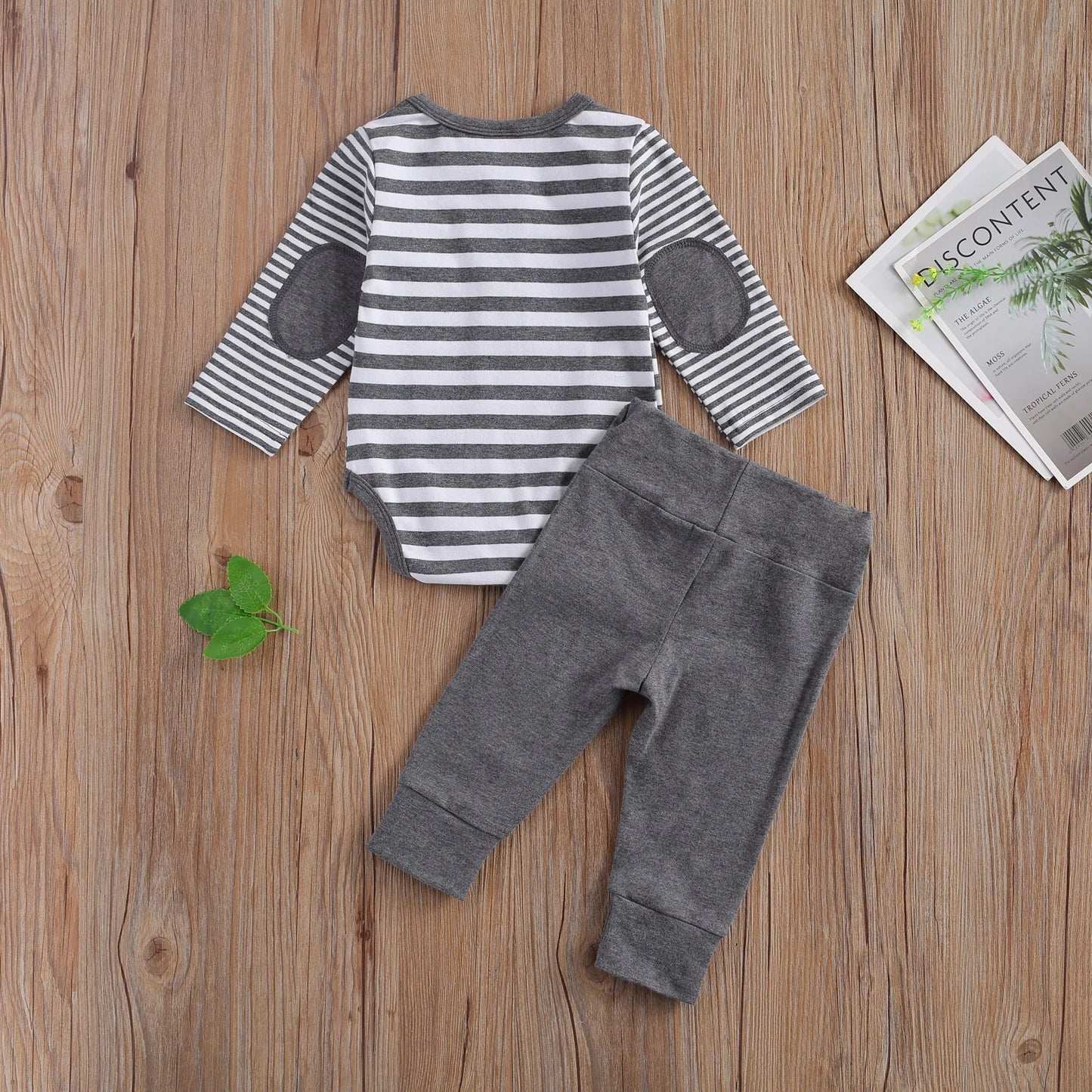 Lioraitiin Baby Striped Long Sleeve Romper And Trousers Set