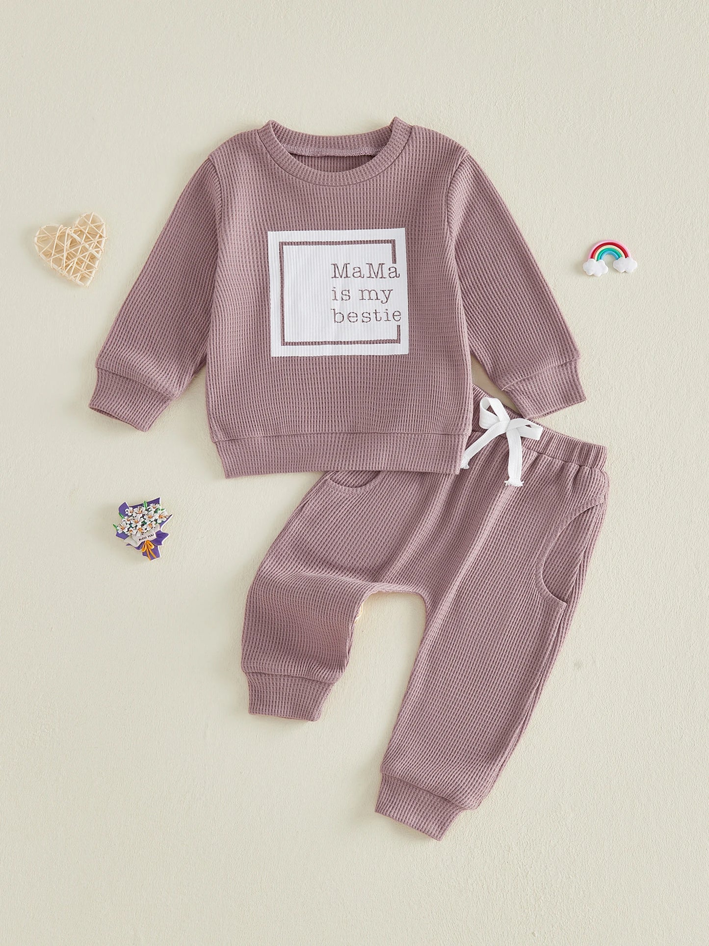 Baby Girls 2 Piece Set Graphic Print Top Elastic Bottoms