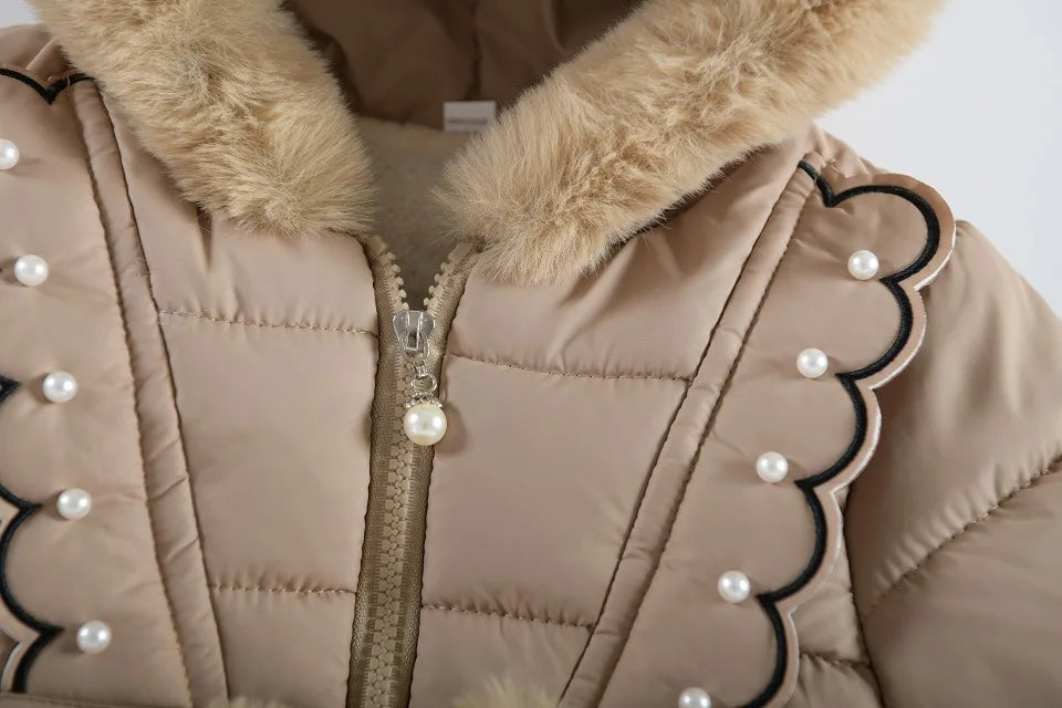 Hooded Windproof Kids Coat Winter Outerwear Thick Cotton Girls