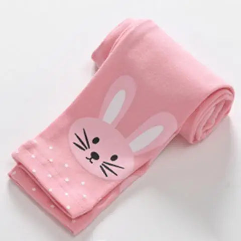 Girls Cotton Leggings With Cartoon Animal Print For Daily Wear