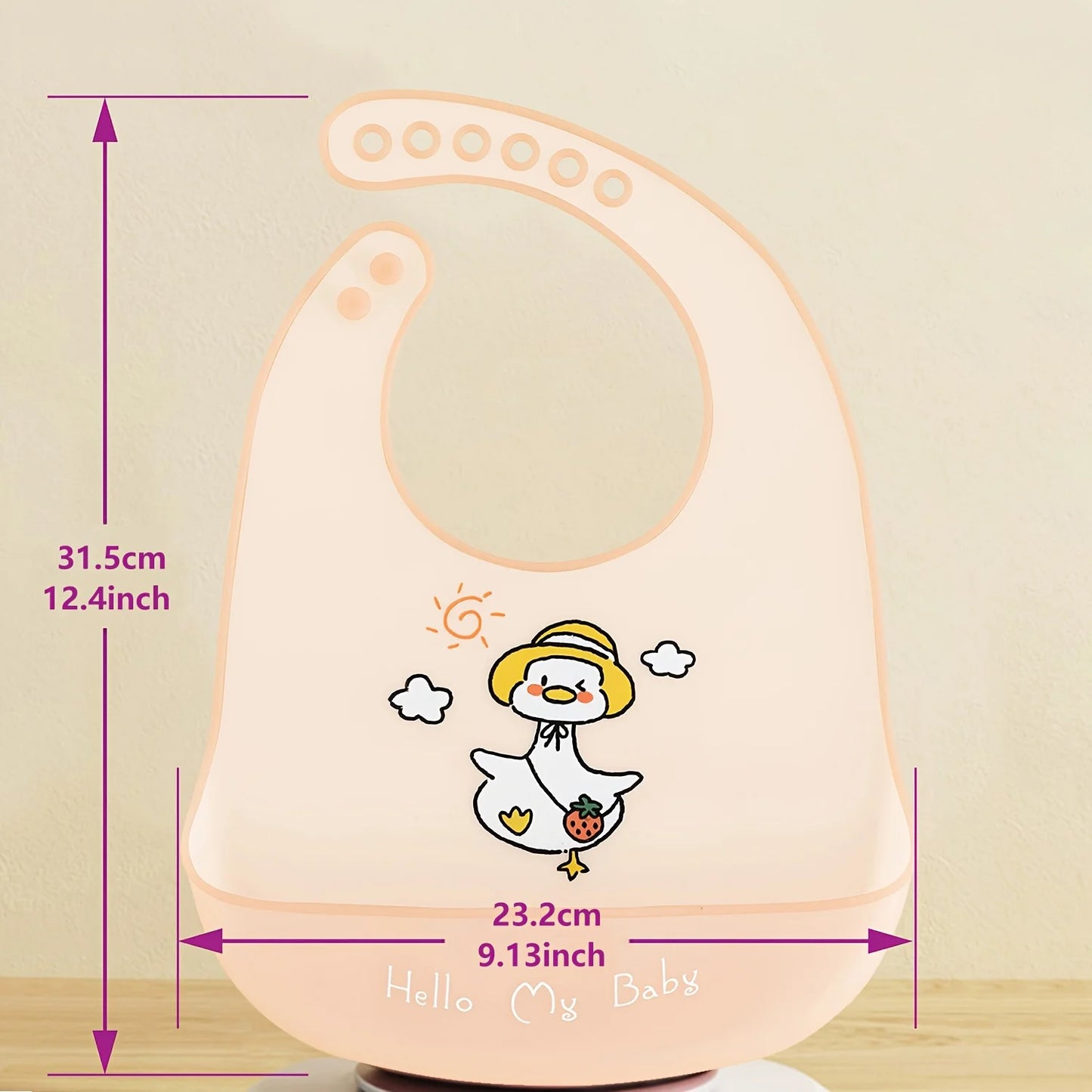 NONECN Waterproof Silicone Baby Bibs Cartoon Animal Print Unisex