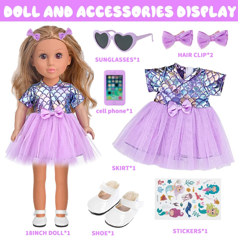 CN Zhejiang Mermaid Dress Doll With Shoes Sunglasses Set