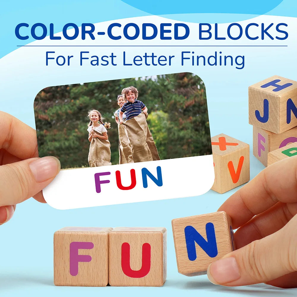 Montessori Spelling Games With Wooden Letter Cards For Early Learning