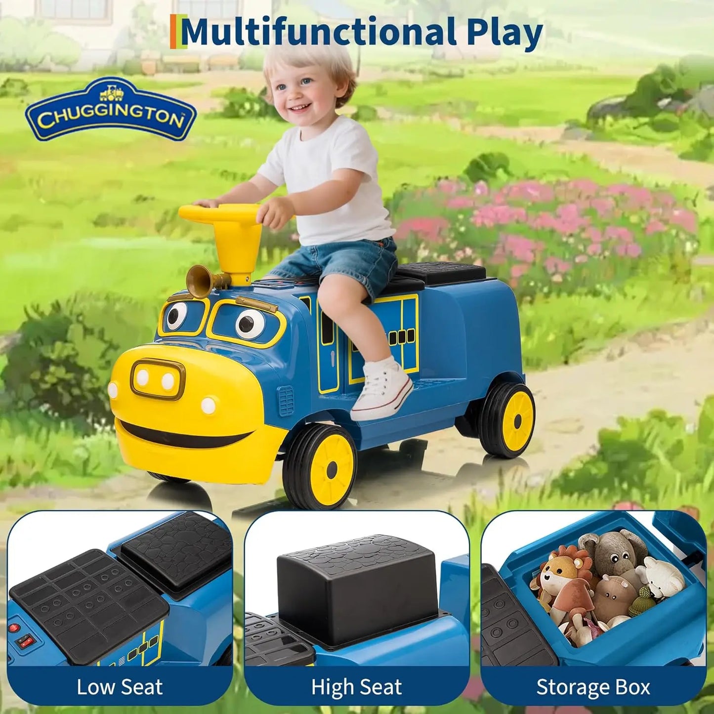 Electronic Two Seater Ride On Train Trackless 12V Vehicle Toddlers