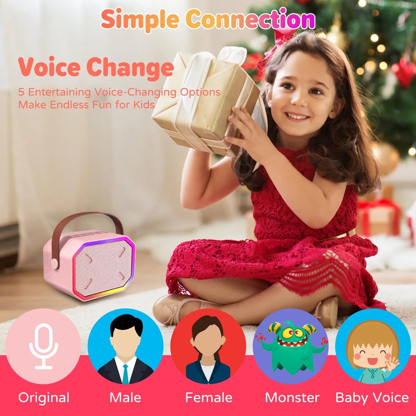 RIVGOTC Mini Karaoke Machine for Kids Bluetooth Microphone