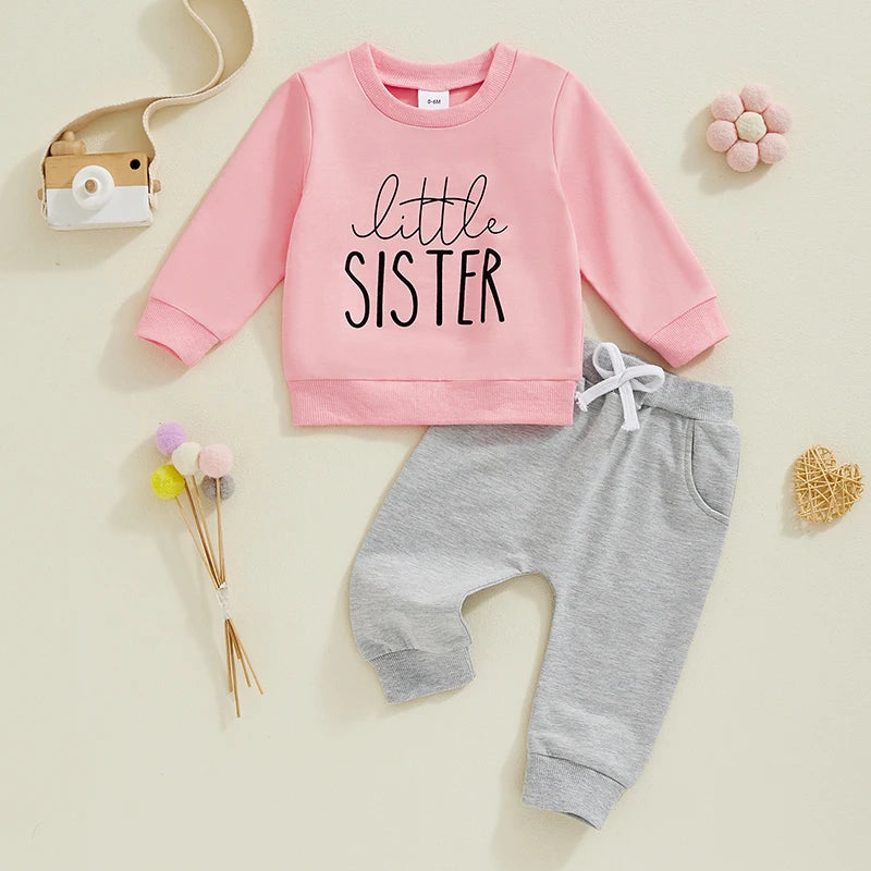 PudcocoCN Baby And Sister Matching Outfit Set Fall Winter