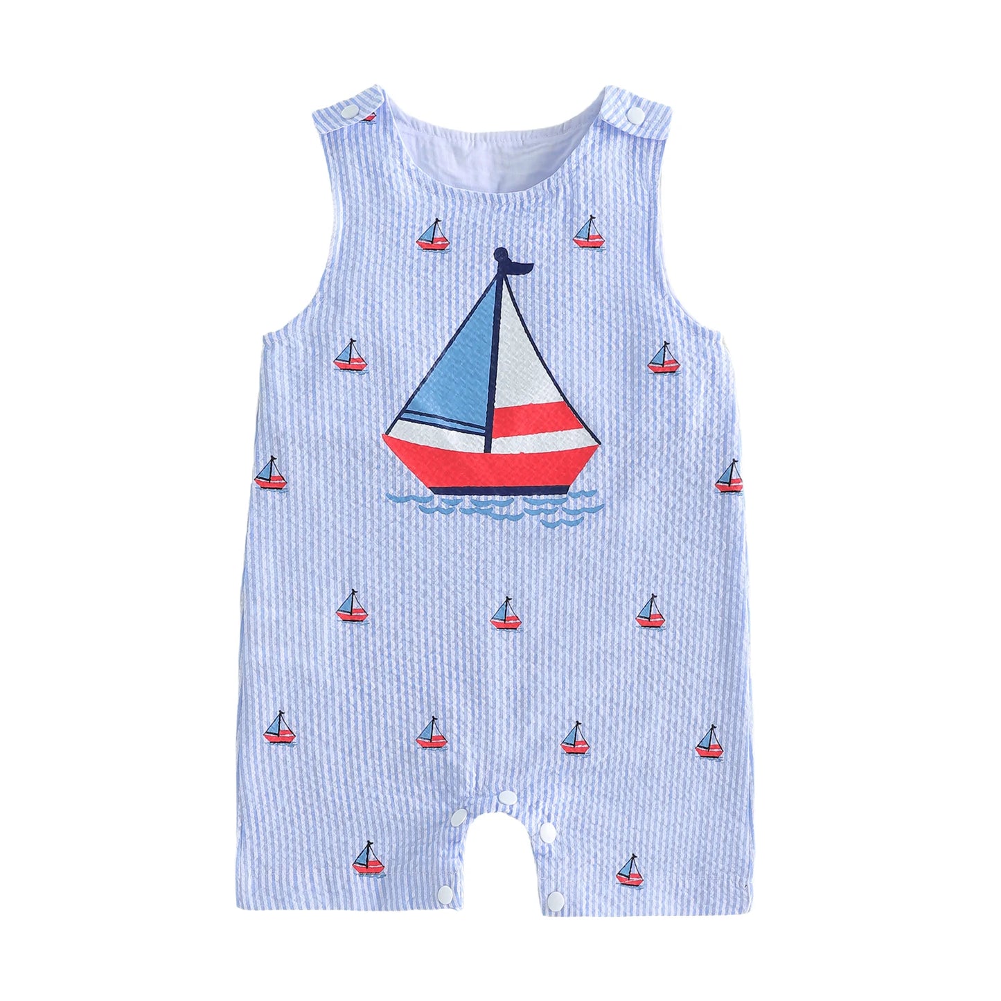Adorable Toddler Beach Romper Anchor Print Striped Sleeveless Playsuit