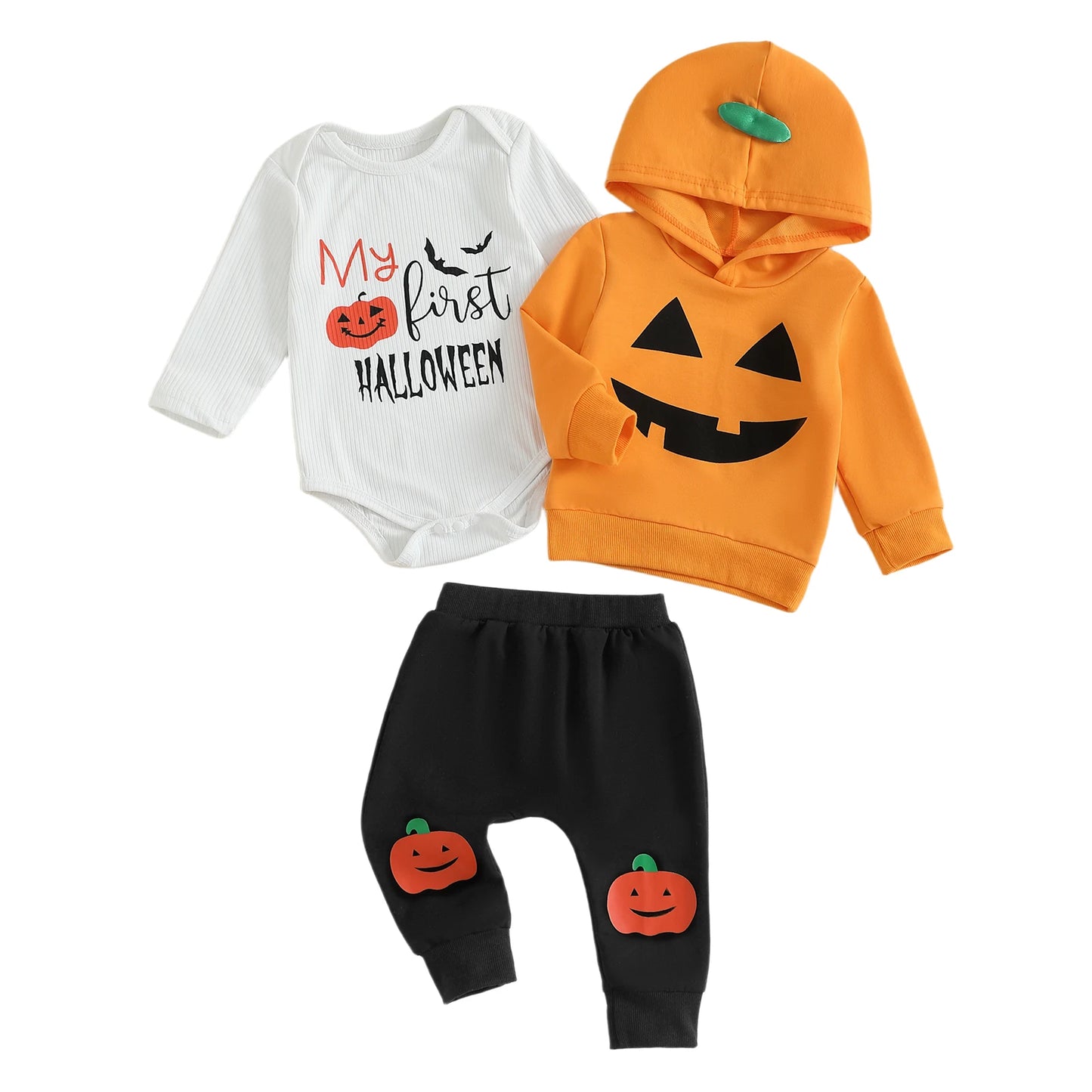 Cute Baby Outfit Set Animal Print Bodysuit Hat Striped Pants