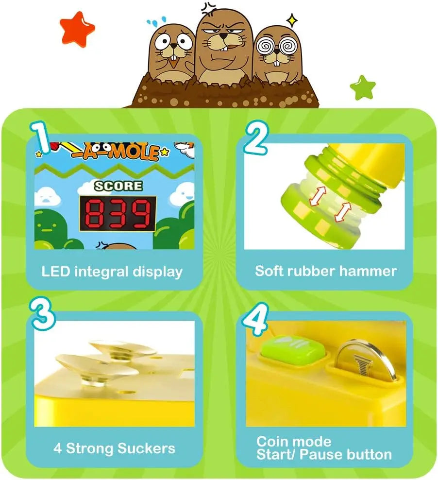 VATOS Mini Coin Operated Arcade Game Bank With 2 Hammers