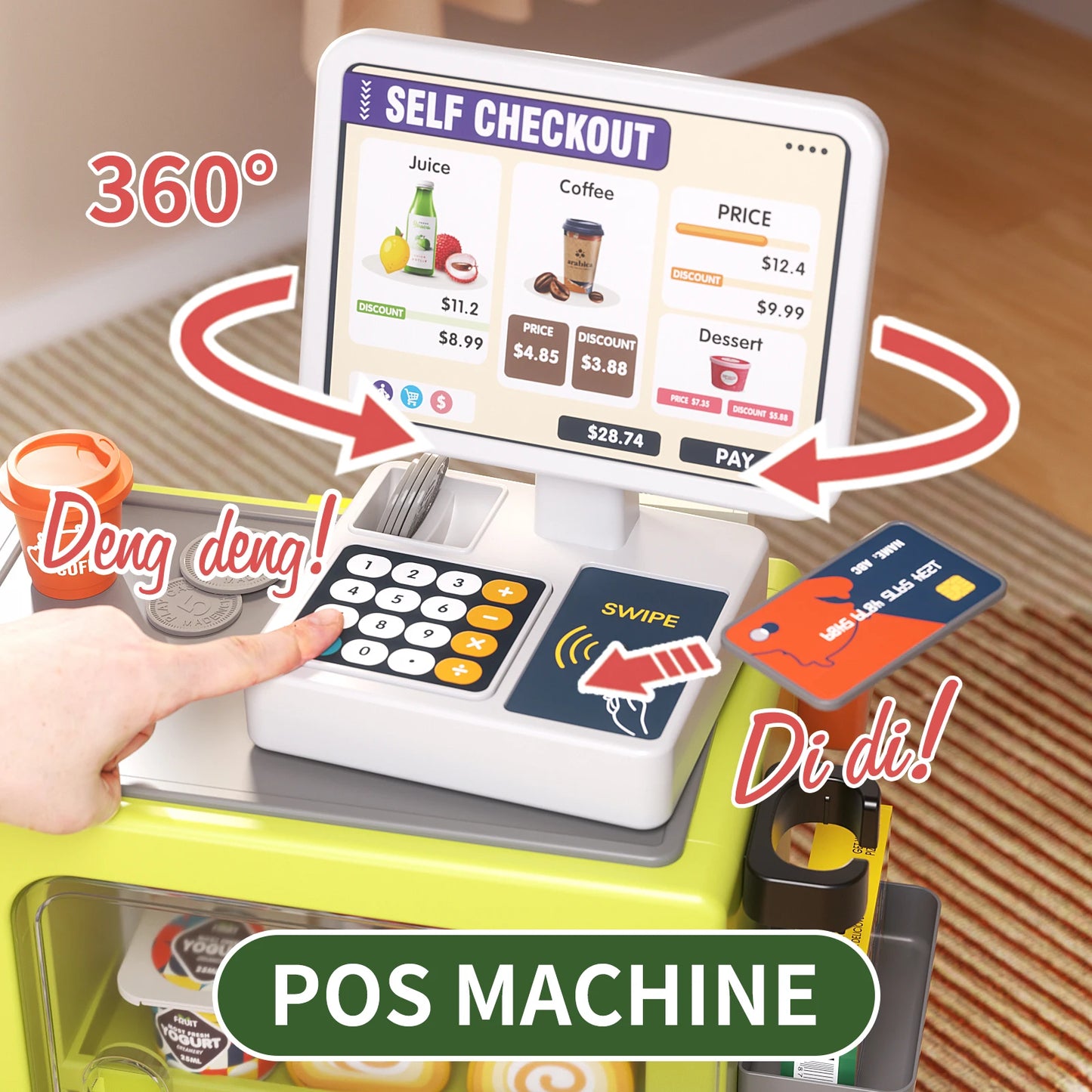 Jovow Children Supermarket Toy Vending Machine Puzzle