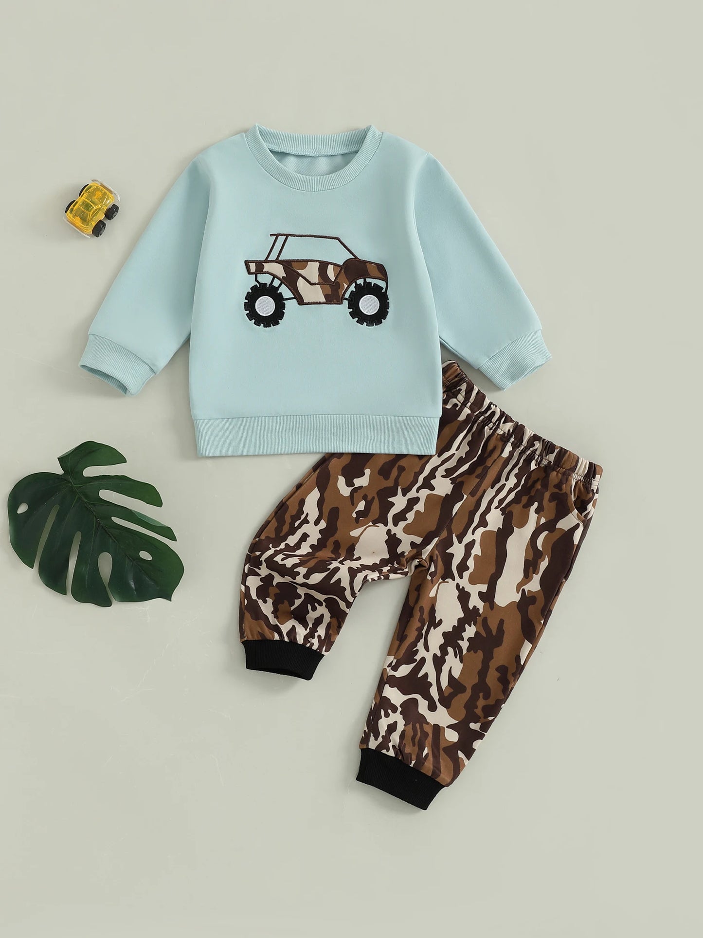 Baby Boy Construction Truck Applique Knit Sweater and Pants Set