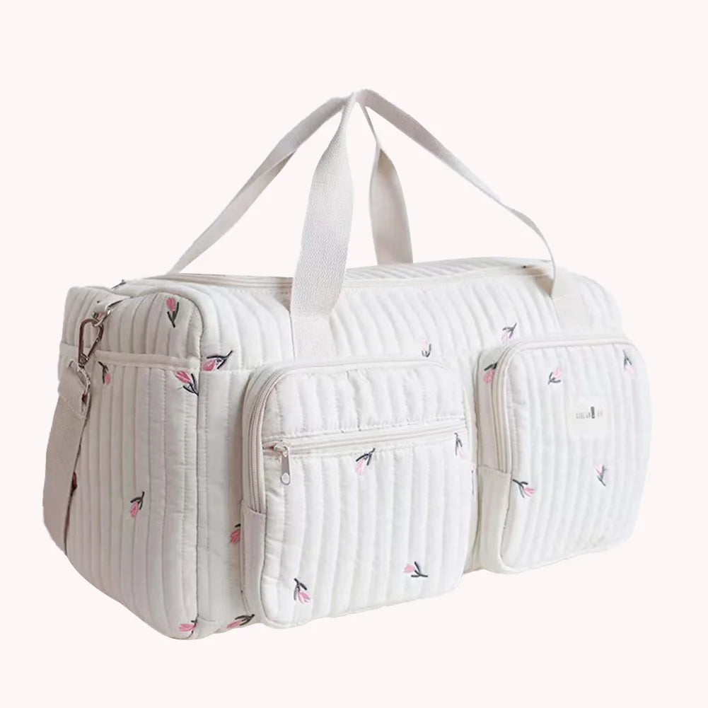 Quilted Baby Diaper Bag Duffle Weekender Travel Organizer